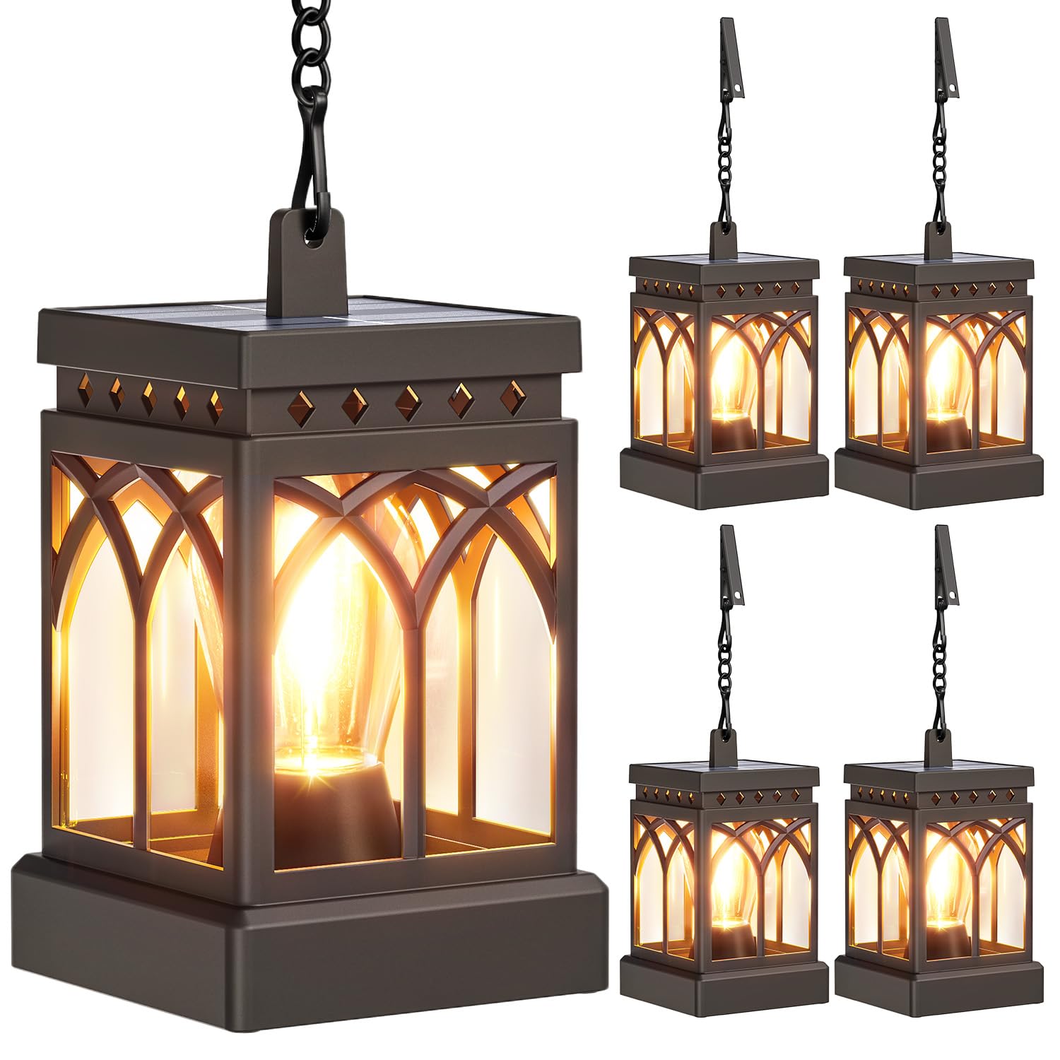 KOOPER 4 Pack Solar Lanterns Outdoor Waterproof, Brighter Hanging Solar Lantern Lights for Outside