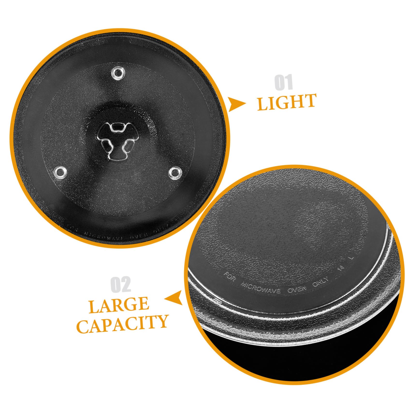 Operitacx Plato Giratorio de Vidrio y Microondas para Repuesto de 2 Piezas, Resistente al Calor Movimiento Suave para Calentamiento Uniforme