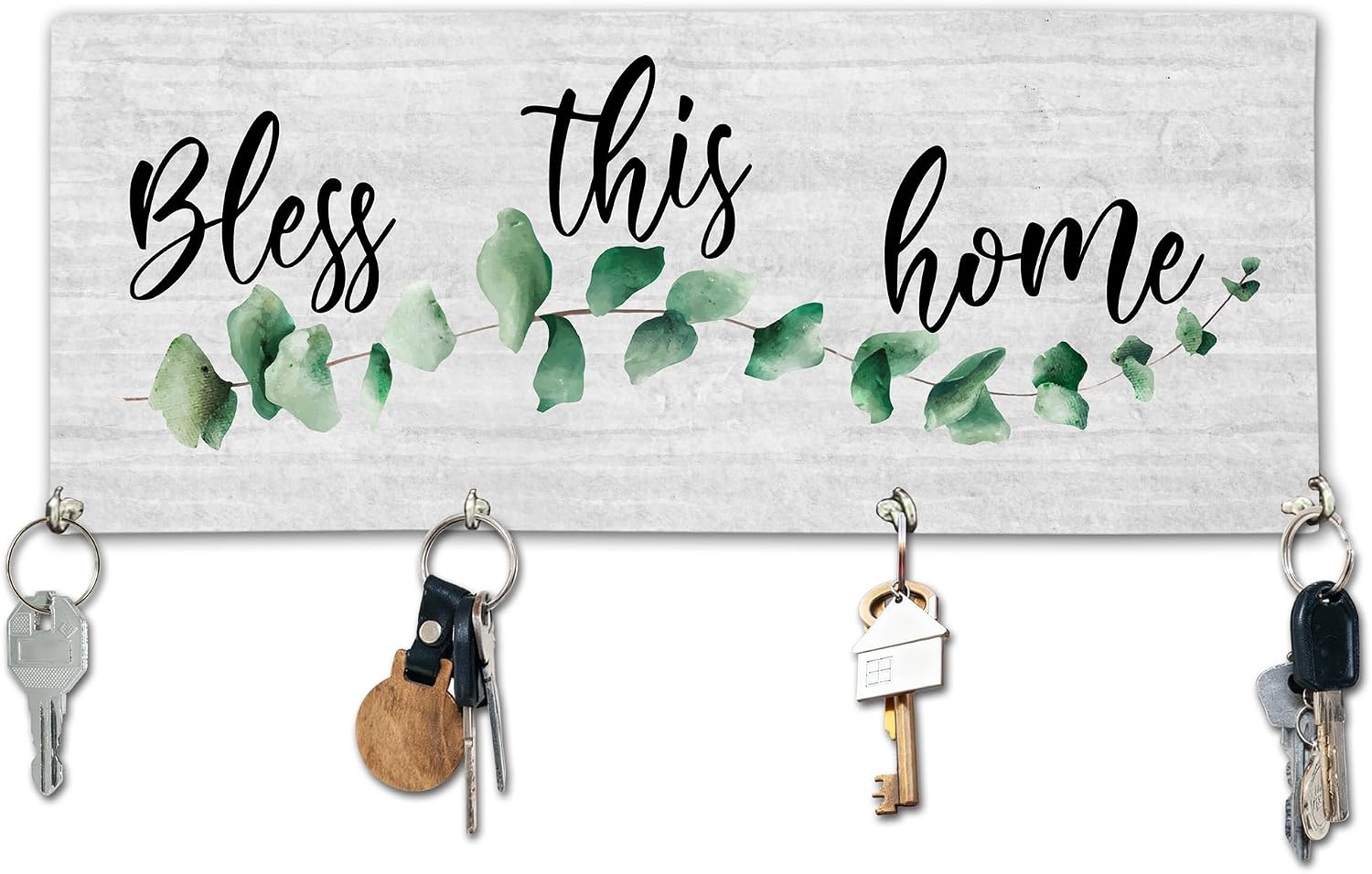 This is Us Wooden Key Holder for Wall - 5"x10" Key Organizer Hanger with 4 Hooks for Home Front Door Hallway Entryway Kitchen - Home Office Decor & Housewarming Gifts Supplies - A05