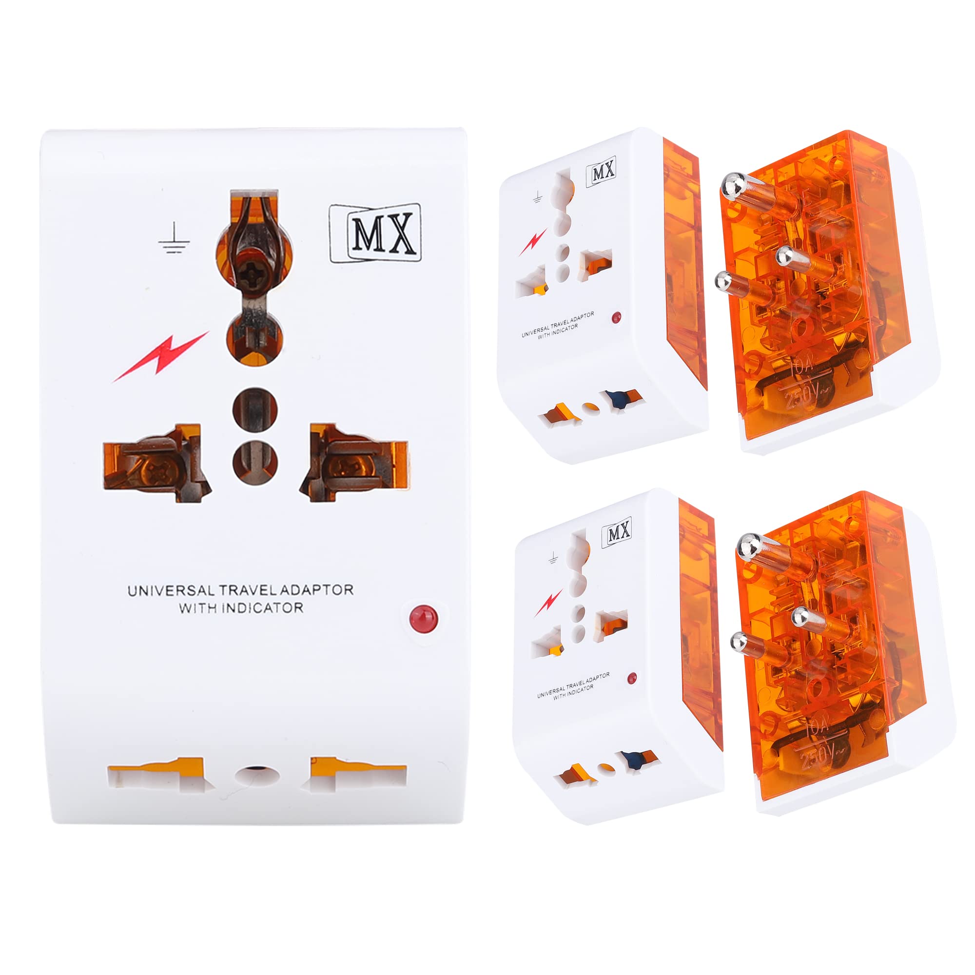 MX 3 PIN Traveller Universal Socket Plug (Type G) Worldwide Travel Adaptor Multi Plug Conversion Plug Socket Connector 3 in 1 (Type D - India/Surge Protector, Pack of 5)-picture-19