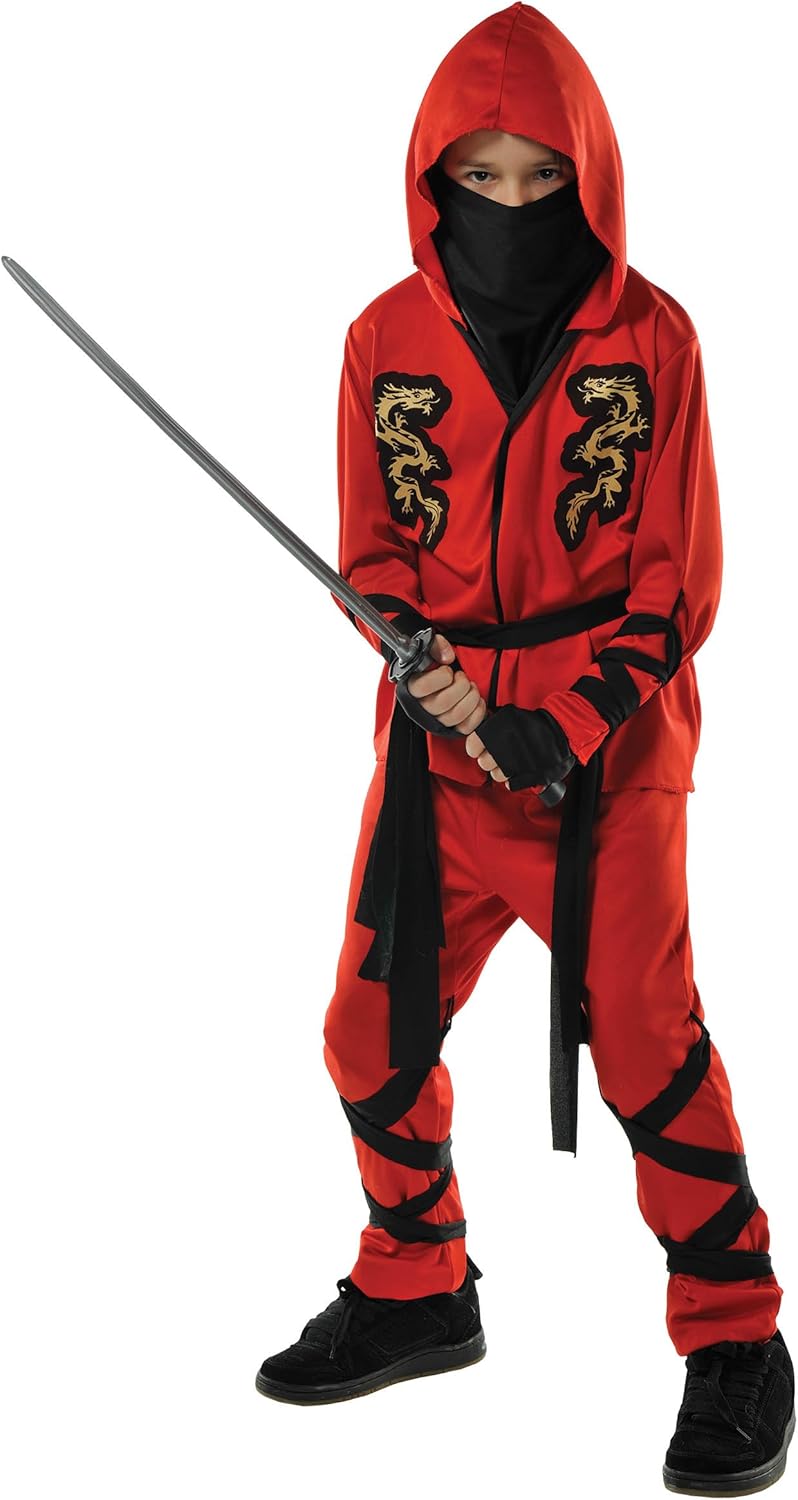 Disfraz dragon ninja para niños, L (12-14), multicolorfantasía (Fire Dragon)