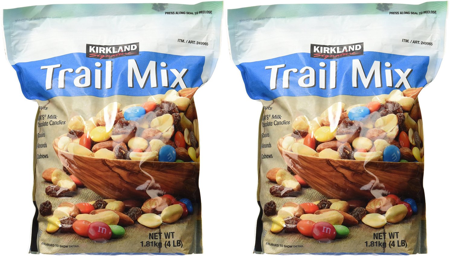 Kirkland Signature, Trail Mix, Peanuts, Raisins, GrpBB Almonds and More 4 Pound (Pack of 2) KTKSZ
