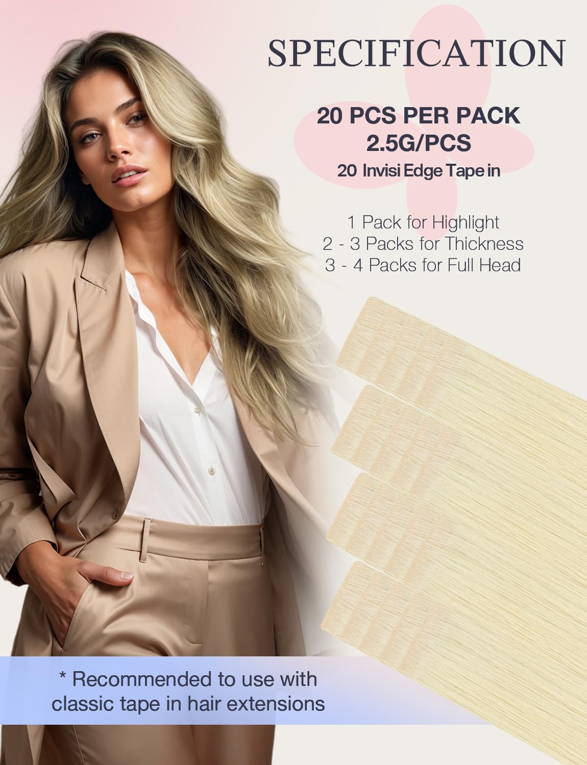 DOORES Tape in Balayage Natural Black to Light Blonde 20 Inch 20pcs 50g Human Hair Extensions Tape in Straight Real Natural — view 41
