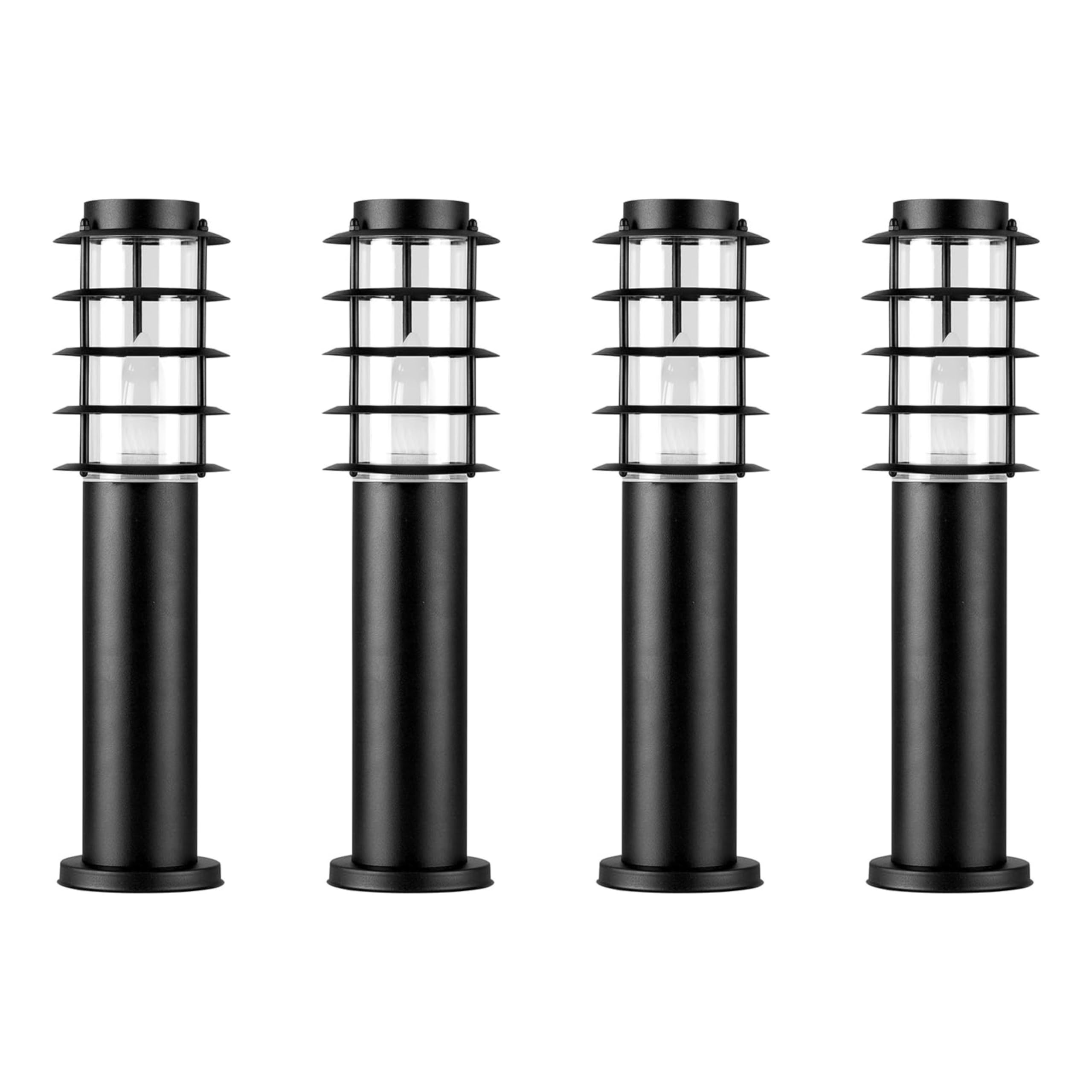 MiniSun | Modern Black Stainless Steel Light Post | Post Lights, Home Décor & Improvement Essential | Includes 4W LED Bulb [3000K Warm White] | Mains Wired
