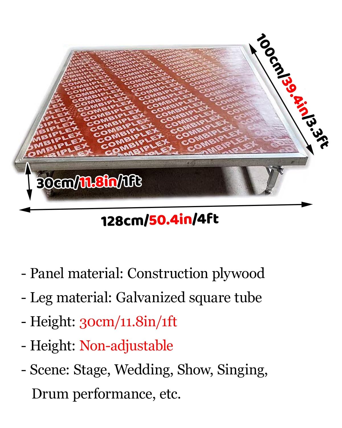 Piattaforma pieghevole portatile resistente per eventi all'aperto, matrimoni e spettacoli, attrezzatura da palcoscenico durevole, riser per tamburo da 30 cm