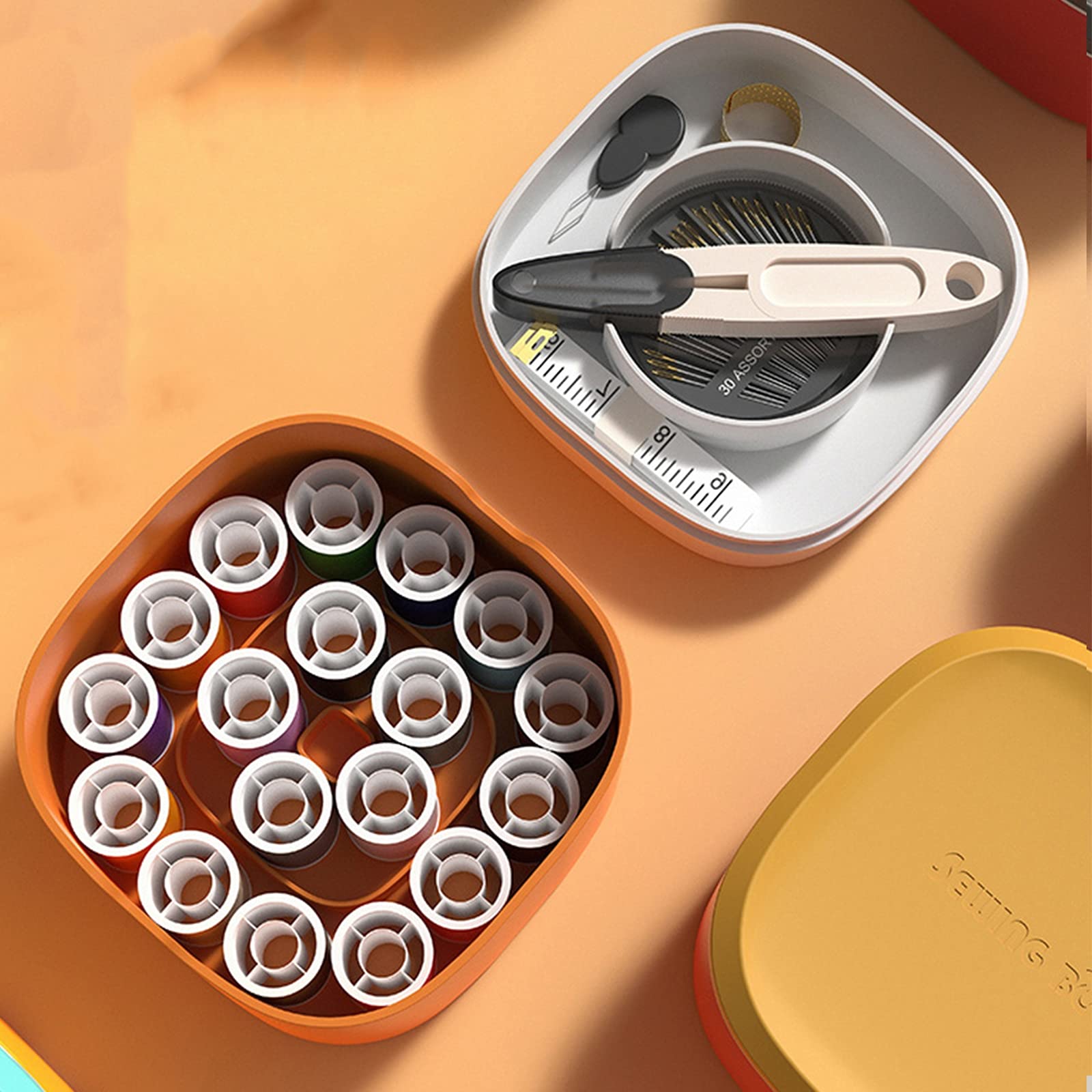 Caja de Costura, Kit de Costura, pequeño y liviano, Adecuado for Adultos, Estudiantes, Viajes, Traje de Costura for el hogar for Principiantes, Naranja, Naranja, 11.3x6.3