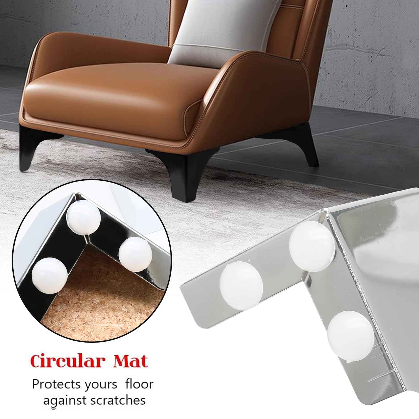 Cjueiom 4 Pack Silver Modern Round Furniture Legs, 10cm/4 Inch, Cold Rolled Steel, Suitable for Cabinet Cupboard, Sofa, Couch - Image 4