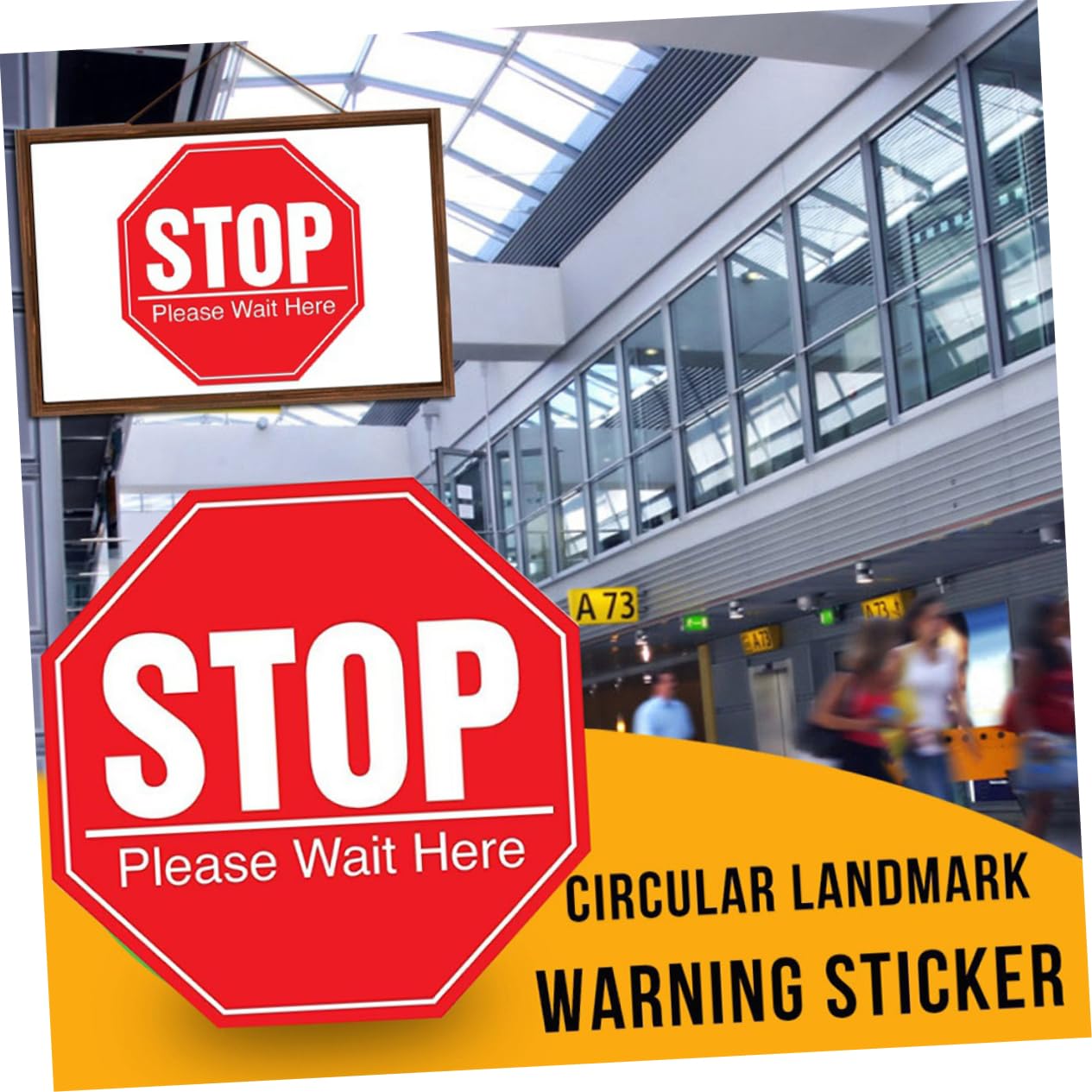 Queue Management Decals "Please Wait HERE" Floor Signs - 30 Message ...