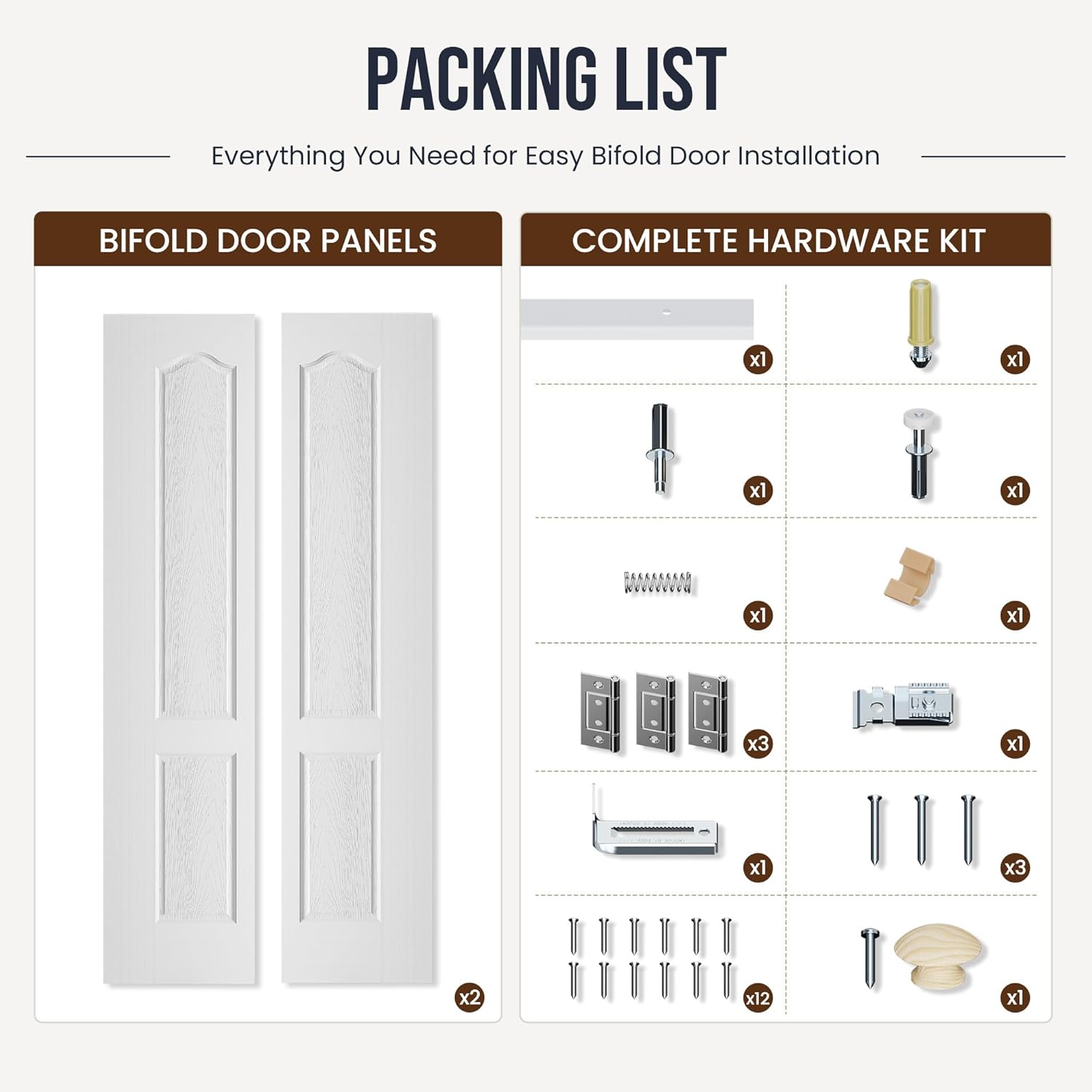 SMARTSTANDARD 30"x80" Bifold Door, 2-Panel Hollow Core Folding Closet Doors with Hardware Kit, White Primed Paintable Pre-Assembled Interior Slab Door for Bedroom, Pantry, Laundry