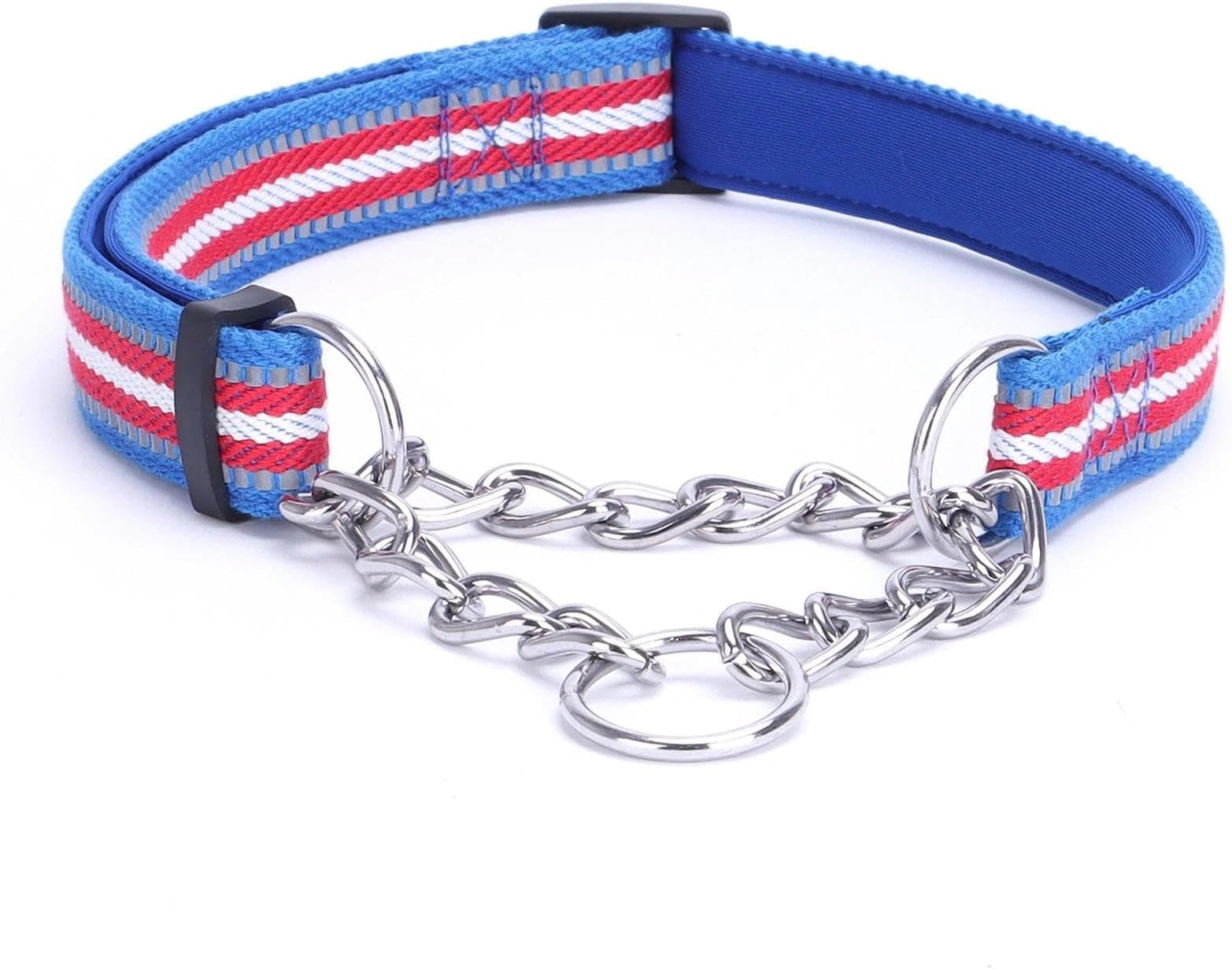 Martingale Half Choke Dog Collars, Strong Dog Collar with Safe Buckle, Adjustable Reflective Half Check Dog Collar Medium (M: 50CM, Dark blue)