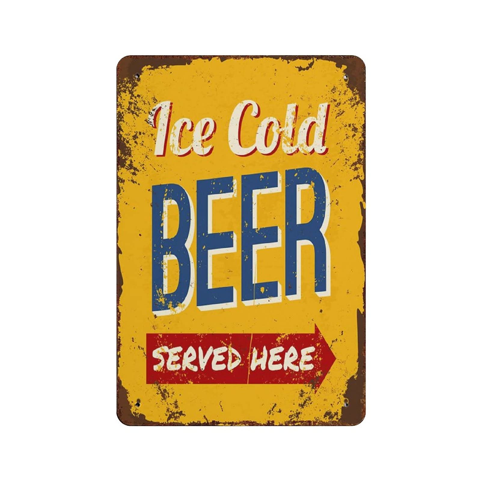 Metal Tin Sign Ice Cold Beer Vintage Tin Poster Metal Sign Wall Decoration Country Kitchen Home Garage Decor 12"x8"