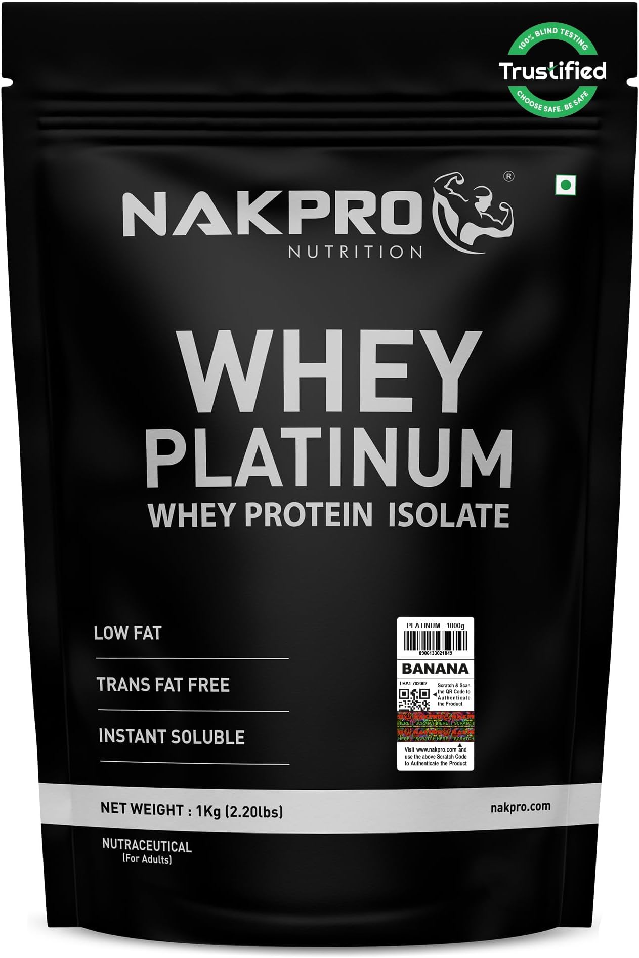 Platinum Whey Protein Isolate 1kg Banana | 28g Protein, 6.4g BCAA | Trustified Certified 100% Authentic Supplement Powder & No Adulteration | Low Carbs, Fast Absorbing Whey Protein Powder