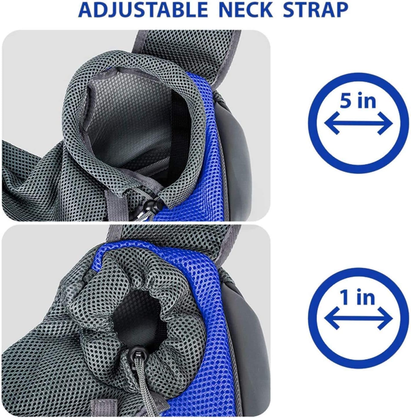 Dog Carrier Sling Breathable Mesh Hand Free Shoulder Tote Bag for Puppy Small Animals 4-8lb Adjustable Padded Shoulder Strap with Front Pocket Dog Carry Outdoor Walking Travel (4-8lb) (Blue+Grey) - Image 5