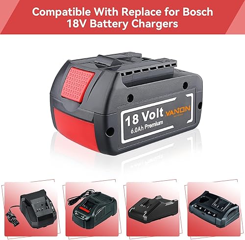 Miniatura 3 de VANON Paquete de 2 baterías de iones de litio BAT609 6000mAh de repuesto para batería Bosch de 18 V BAT618 BAT609 BAT622 BAT609G BAT618G BAT619