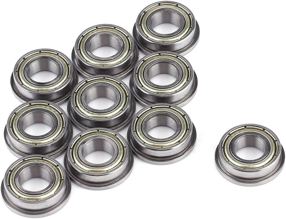 Yinroom Metal Shields Shielded Deep Groove Ball 10pcs F688ZZ Metal Steel Double Shielded Flange Ball Bearings 8 * 16 * 5mm For Motor