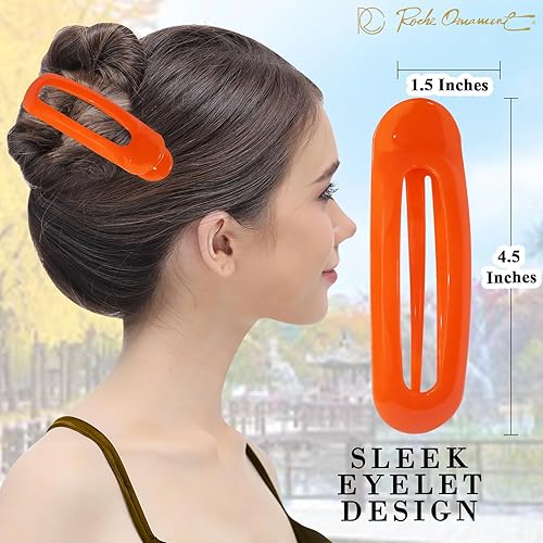 Miniatura 3 de RC ROCHE ORNAMENT 6 pinzas para mujer, diseño de pico de pato clásico, pinzas ovaladas para decoración de cabello, agarre firme, accesorio de