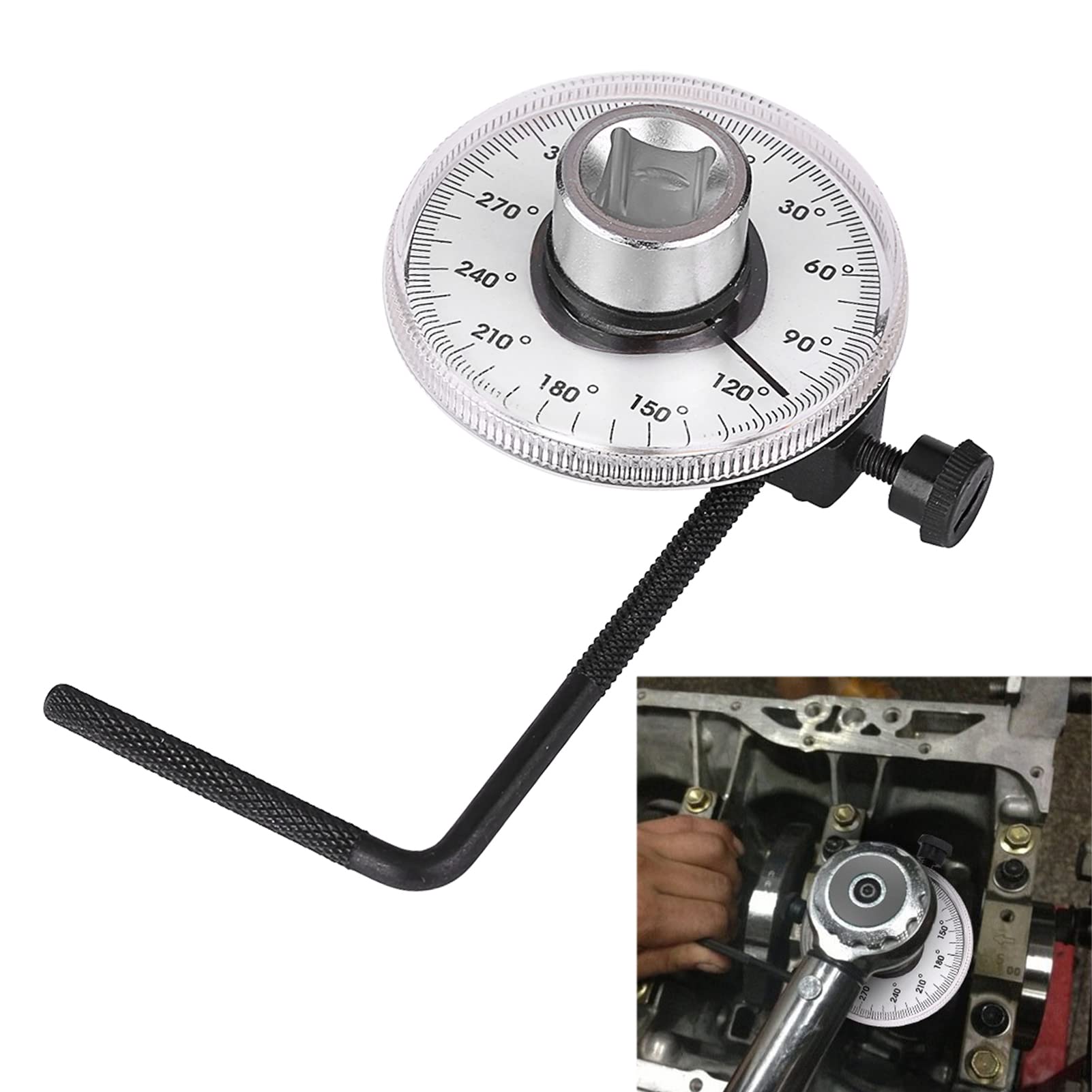 2pcs calibro angolare di coppia, 1/2 pollice angolo di 360 gradi calibro torsione strumento chiave di guida dinamometro angolo set di strumenti calibro auto