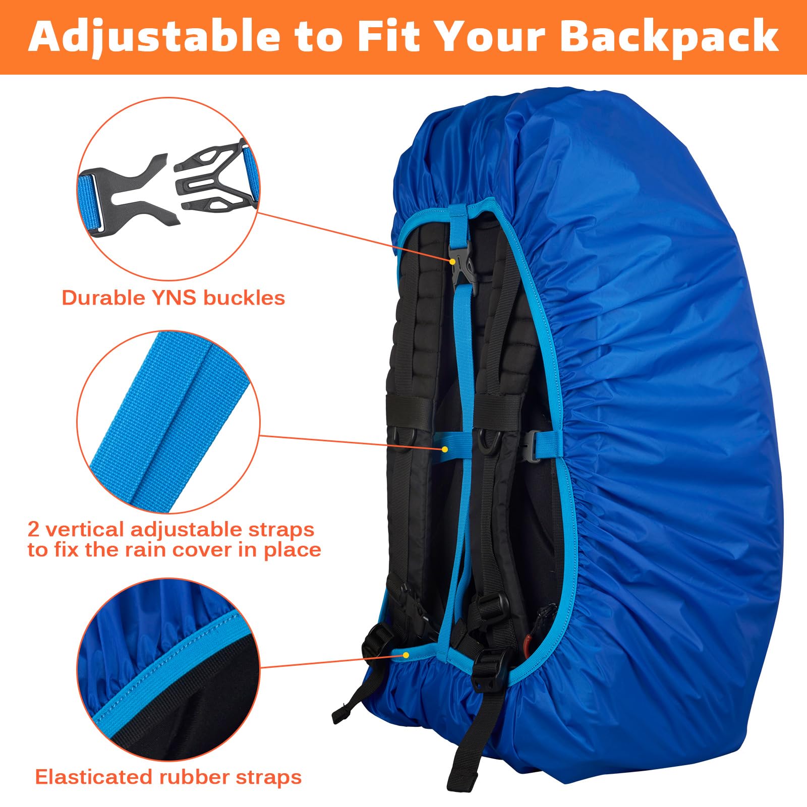 BQA Coprizaino Antipioggia Parapioggia per Zaino (10-70L) Stoccaggio Monopezzo con Copertura a Zaino con Fibbia Regolabile per Escursionismo, Campeggio, Ciclismo