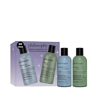 philosophy Shower Gel 2 pc gift set $28 Value - Blueberry Crumble & Balsam Spice - Vegan & Cruelty Free Formula