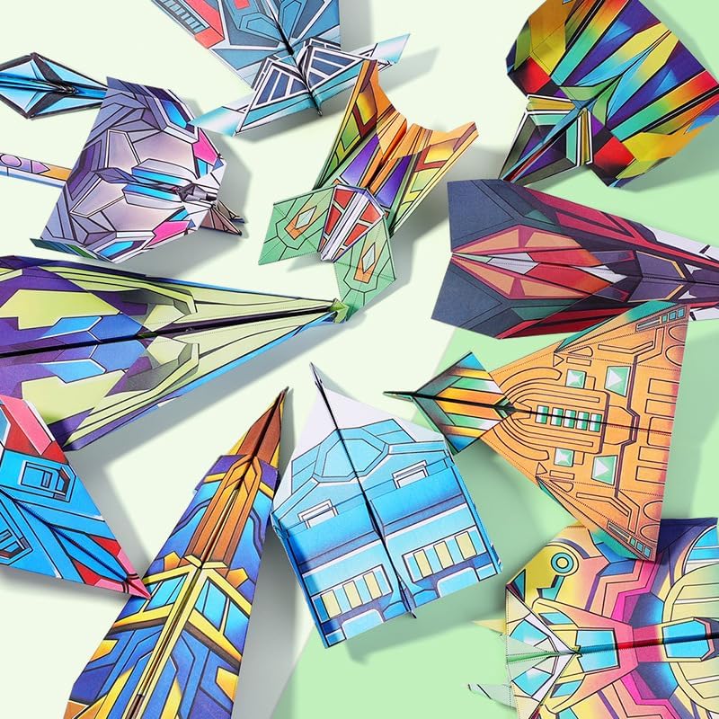 3D Paper Airplane Origami Kit for Kids, DIY Paper Plane Craft Set, Assorted Flying Paper Aircraft Models to Fold and Build