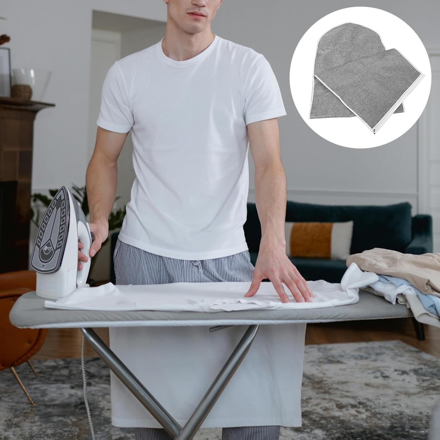 Foldable Ironing Board Storage Dust Bag with Zipper Closure, Compact and Space-Saving Cloth Cover, 58x20 Inch, Stylish and Elegant Design for Home and Limited Space