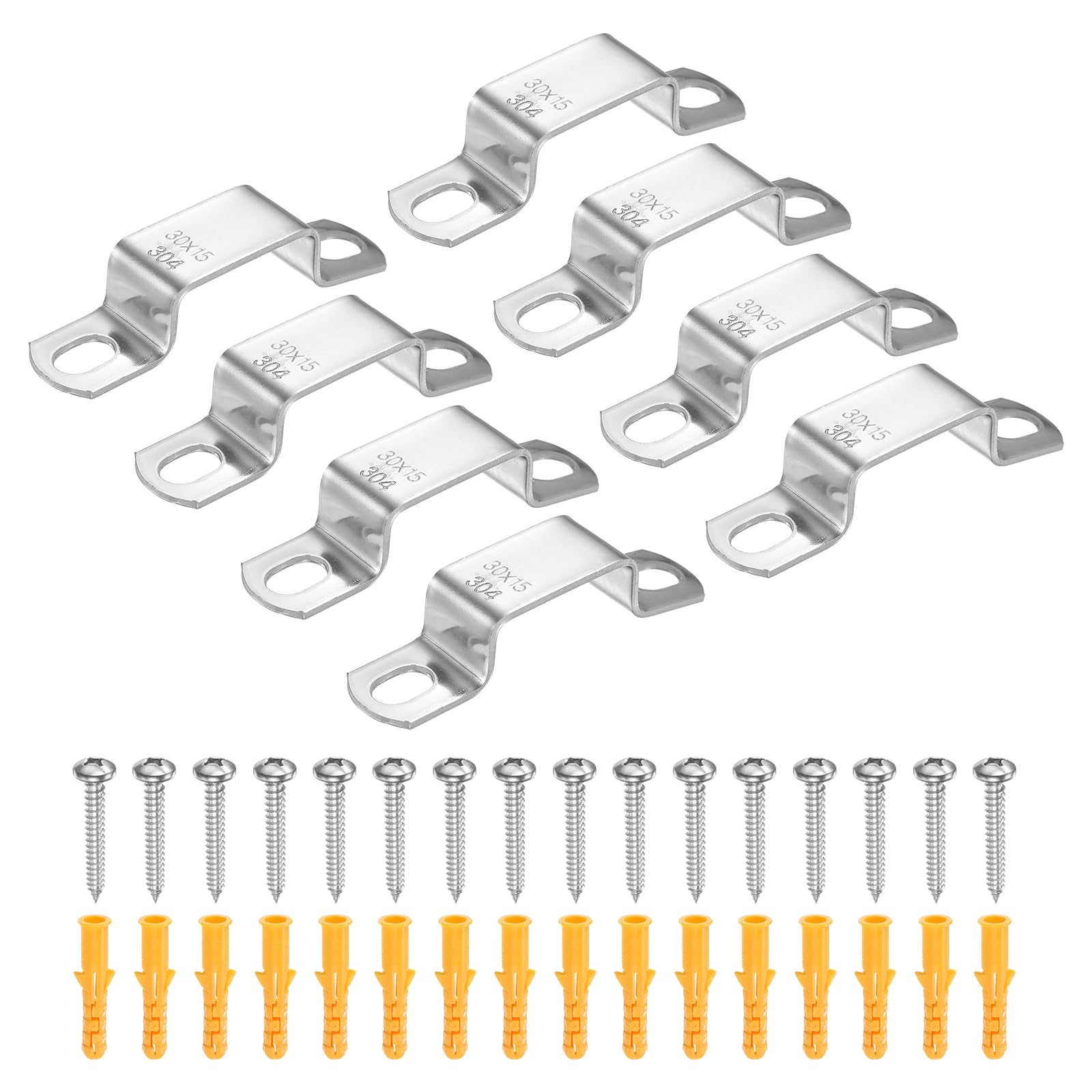 HARFINGTON 12 morsetti quadrati per tubi, 30 x 15 mm, in acciaio inox 304 | Morsetto a forma di U, staffa per connettore con fibbia a tubo quadrato con viti per tubo flessibile cavo recinzione ponte
