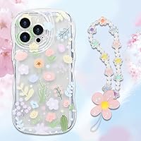 Vista 1 de Funda transparente compatible con iPhone 14 Pro, marco ondulado rizado, forma de encaje floral, TPU delgada, protección de cámara, funda