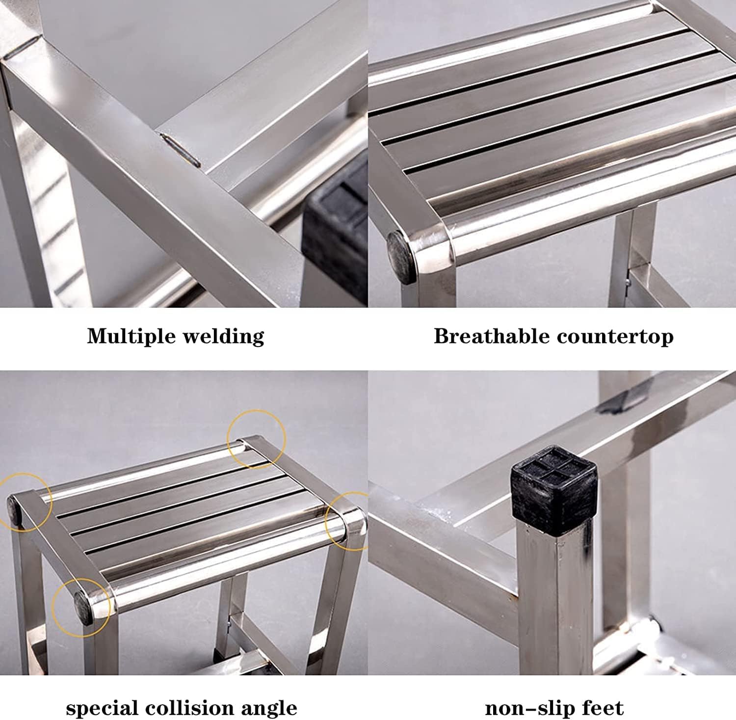 Taburete de Ducha, Asiento de Ducha, Capacidad de Carga de Acero Inoxidable 300 kg y diseño Antideslizante para Ducha, Banco de Ducha Aplicable a Personas Mayores y discapacitadas,46cm