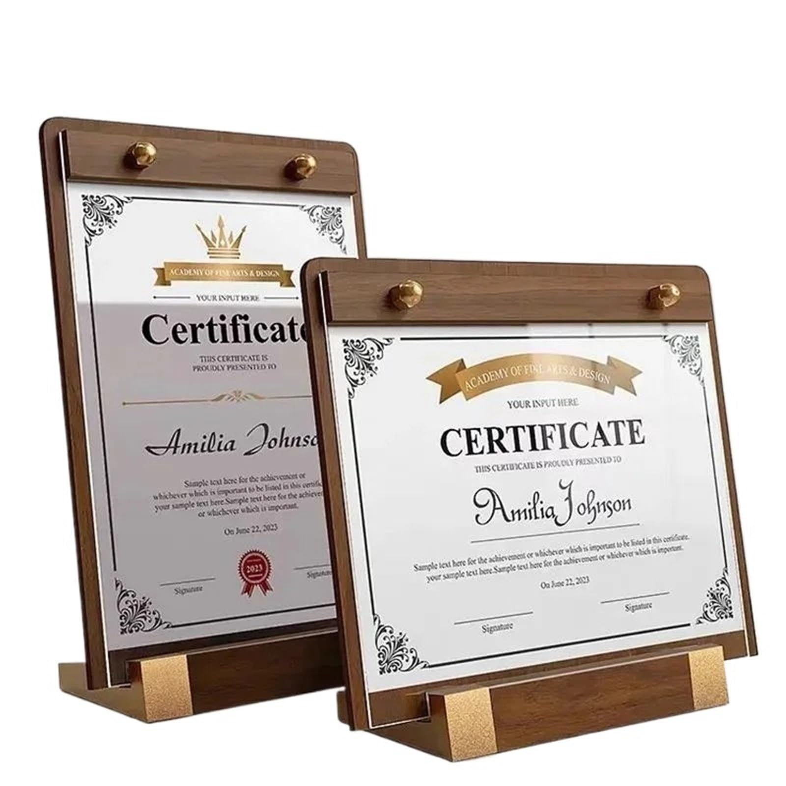 Zovloer 2pcs A4 210x297mm 8.5x11 Inch Acrylic Sign Holder Menu Paper Advertising Display Stand Wood Base Price List Label Poster Frame(A4 Vertical)
