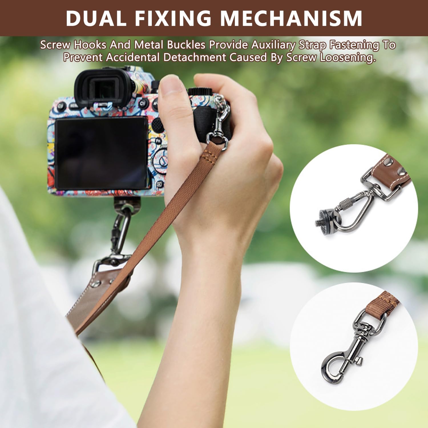 Tracolla per fotocamera, in pelle, accessorio per fotocamera Dual Harness per due fotocamere, doppia tracolla regolabile, doppia fotocamera per fotografi (pelle)