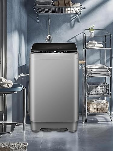 Miniatura 9 de 25 Lbs Full Automatic Washing Machine with Drain Pump, 10 Wash Programs 8 Water Levels, 9 KG Washer with LED Display for Dorm, Apartment, Home, Grey