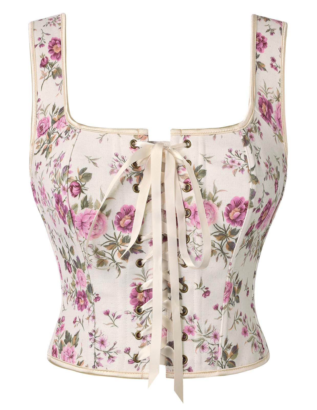 Scarlet Darkness Boned Waist Floral Renaissance Fairy Costume Corset Tops
