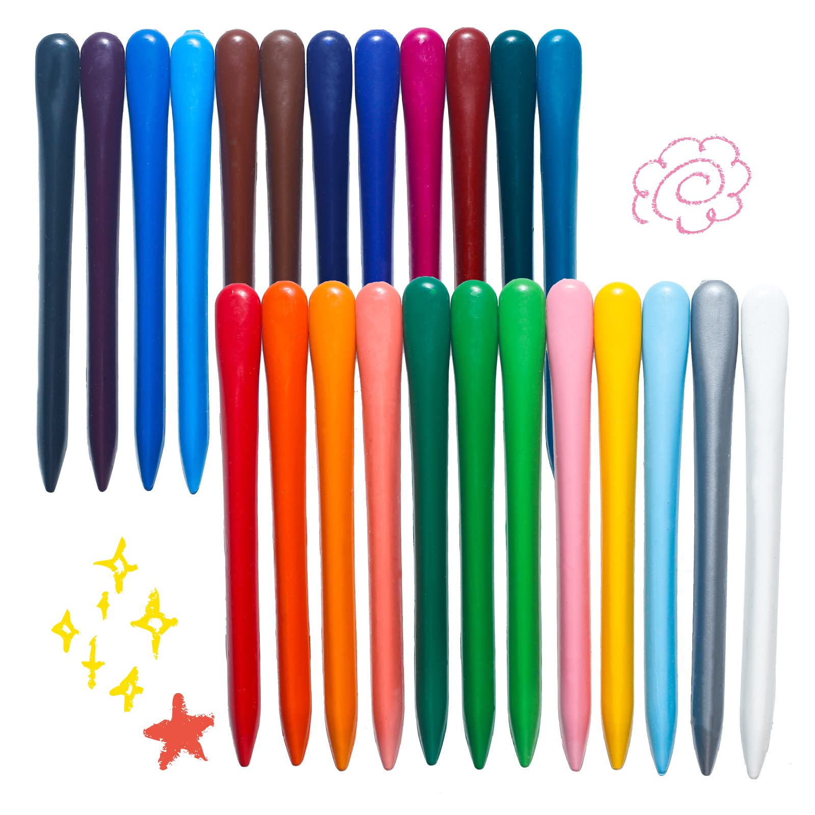 LandJoy Wax Crayons Kids Toys from 1 Year, Toddler Wax Crayons, 24 Crayons, Safe and Non-Toxic, No Dirty Hands, Easy to Clean