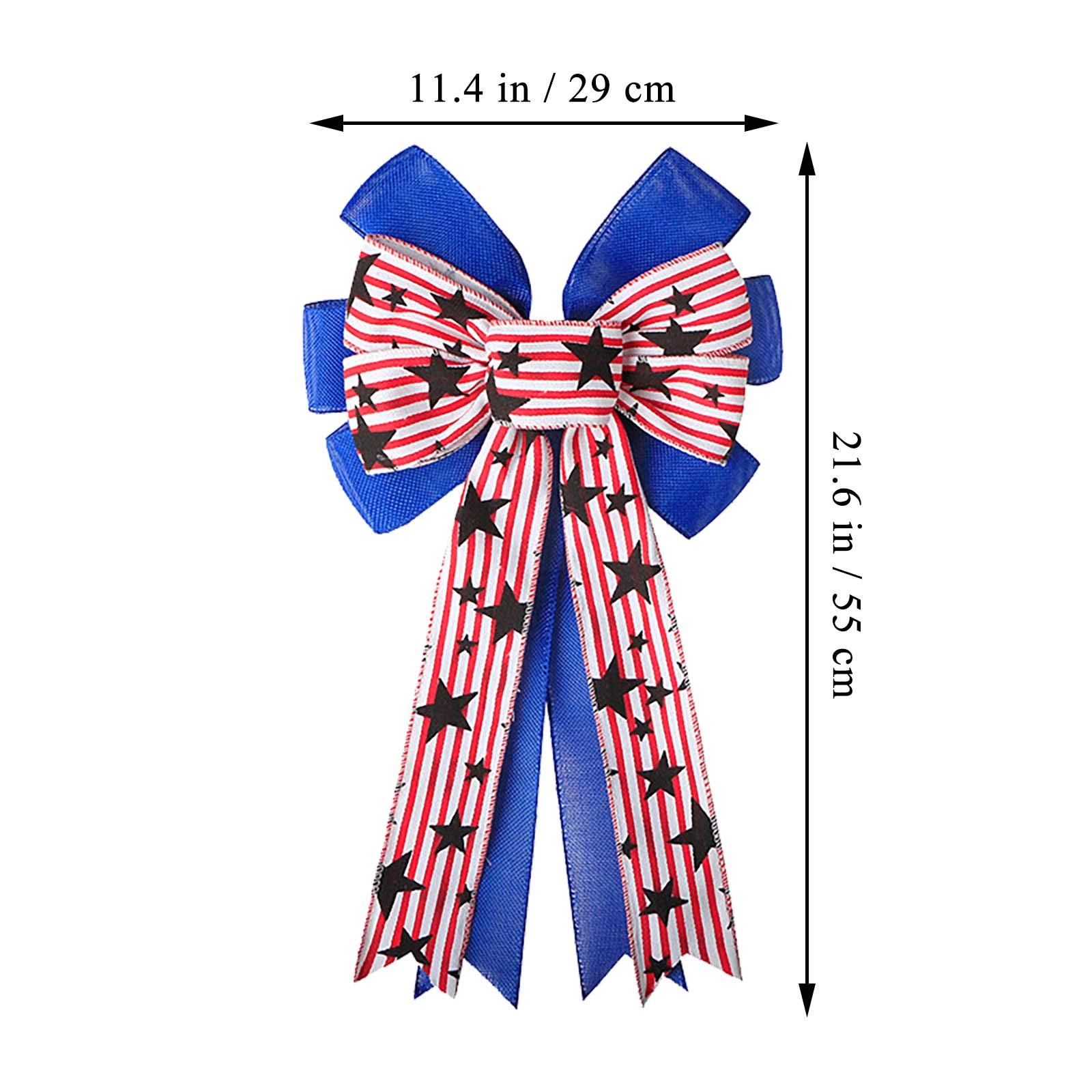 Creaides American Independence Day Stars Red White Blue Wreath Bow 4th of July Tree Topper Bow Ornaments for 4th of July Patriotic Independence Day Veteran's Day Memorial Day Supplies