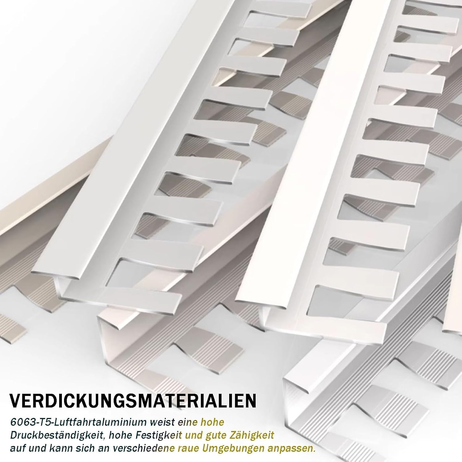 Perfil De Aluminio Flexible En Forma De T De 135 Cm (2 Piezas), Perfil De Transición Y Borde Anodizado, Flexible para Diseños De Habitaciones Personalizado, Ziwu Grau, T-TYP_Hoch: 12MM