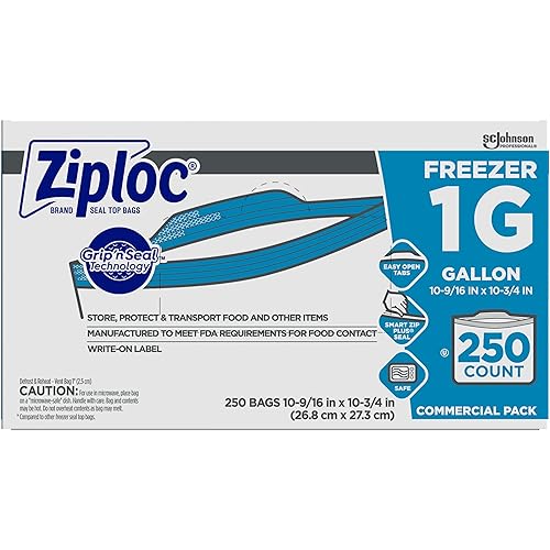 Ziploc® Freezer And Storage Bags, 1 Gallon, Box Of 250 Bags
