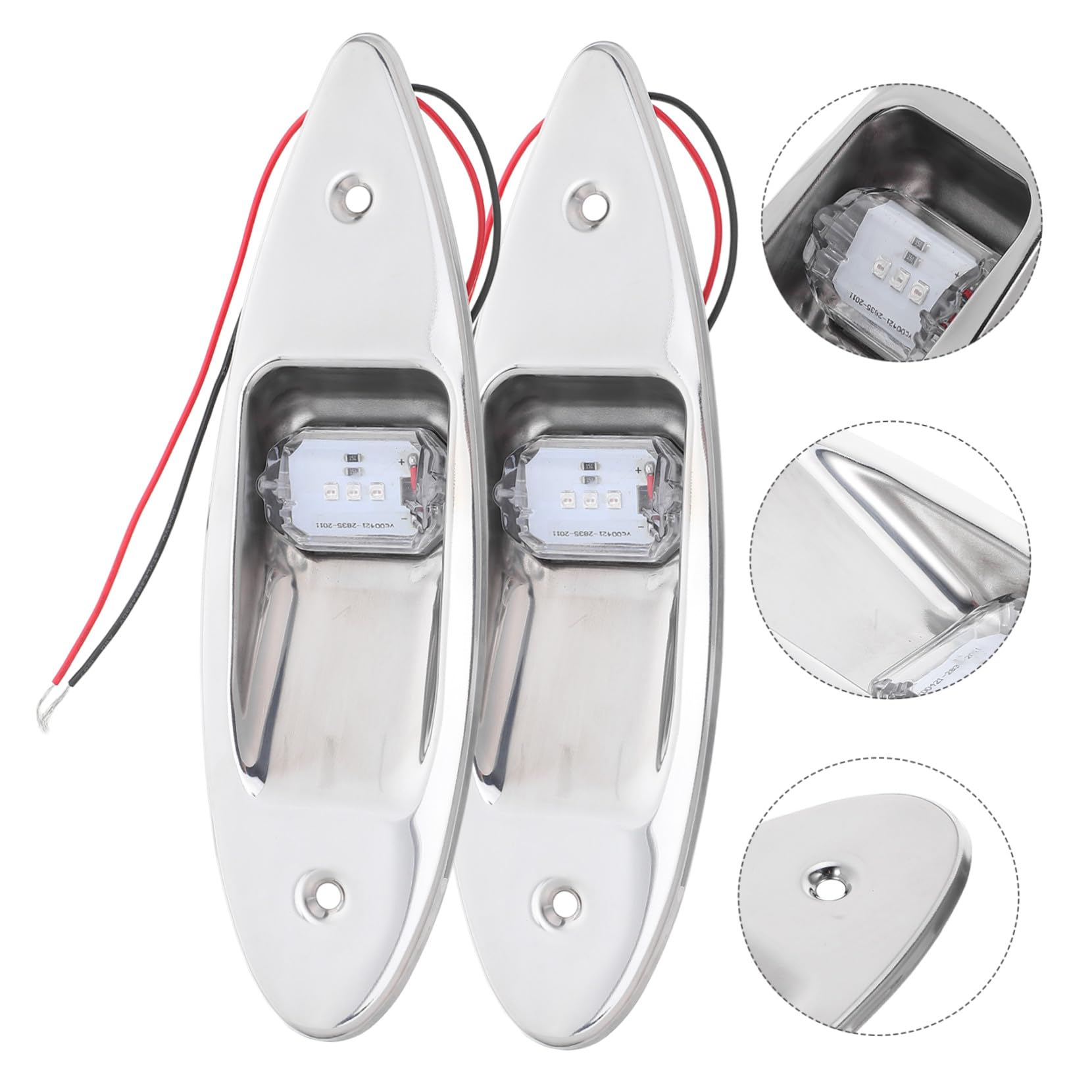 Anneome Luces LED de Navegación para Barco 2 Piezas Acero Inoxidable 304 | Plata, Impermeables Alta Luminosidad, para Yate y Kayak, Señalización Lateral Roja y Verde