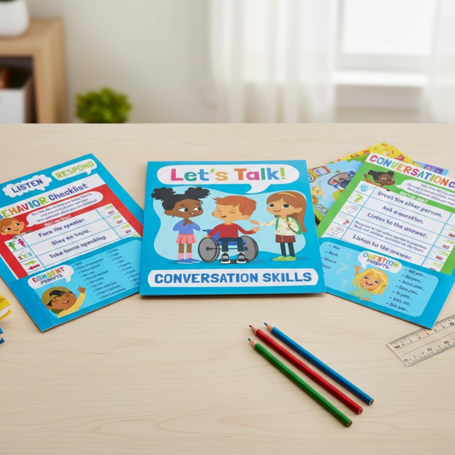 Fun Express Social Emotional Learning Conversation Skills Reference Pocket Folders - 3 Piece