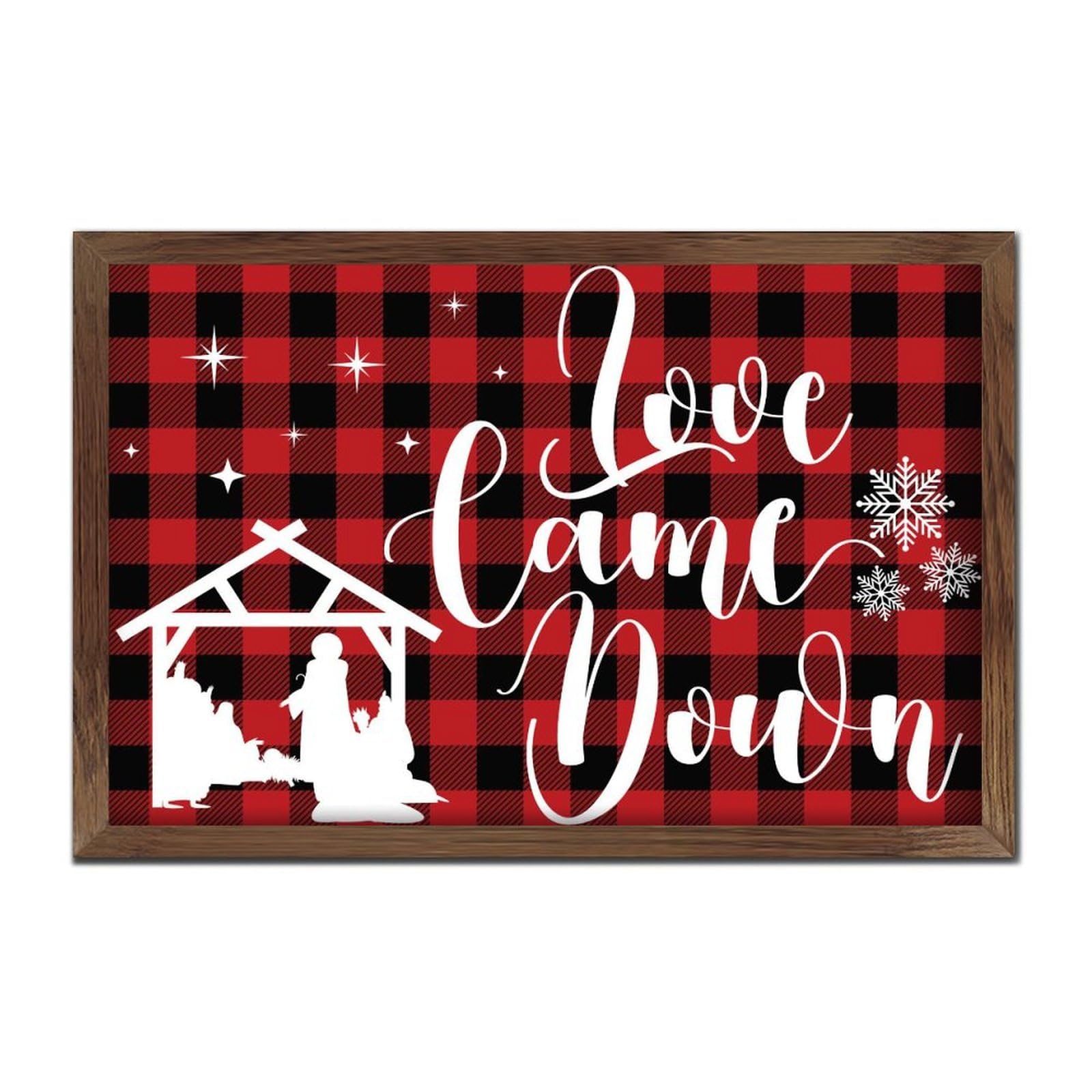 Cadre en bois rustique Love Came Down tableau de Noël premium