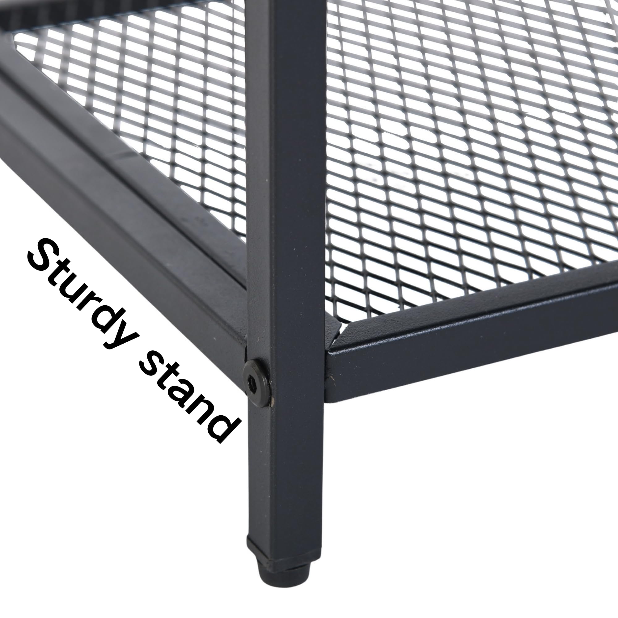 FurnitureR 3-Tier Storage Organizer, Small Console Table, Entrance Rack, Side Table with 2 Layers of Mesh, Metal Frame, Upright Shelf for The Home, Sofa End, Kitchen, Dining, Living, Hallway - 5