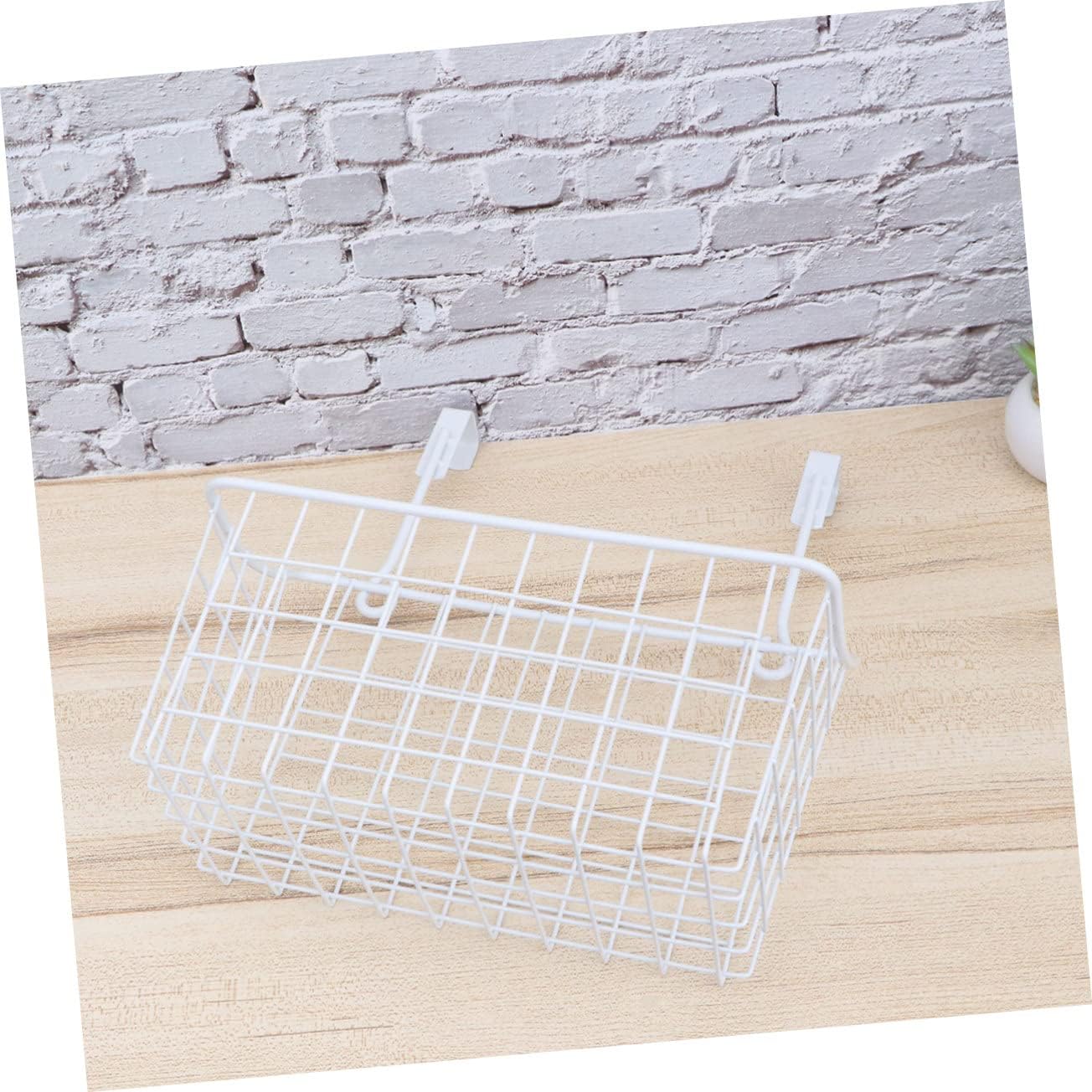 IMIKEYA White Hanging Rack Over Cabinet Door Basket Organizer for Kitchen Bathroom Office Rust Resistant Ventilated Storage Shelf Maximizing Space Without Hardware Installation