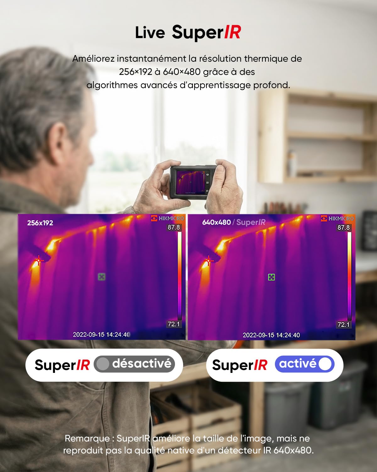 HIKMICRO Pocket2 Caméra Thermique 256 x 192 (49152) Pixels avec Optique de 8MP,Mode Fusion 25 Hz, Wi-FI, écran Tactile 3.5", IP54, -20°C~400°C