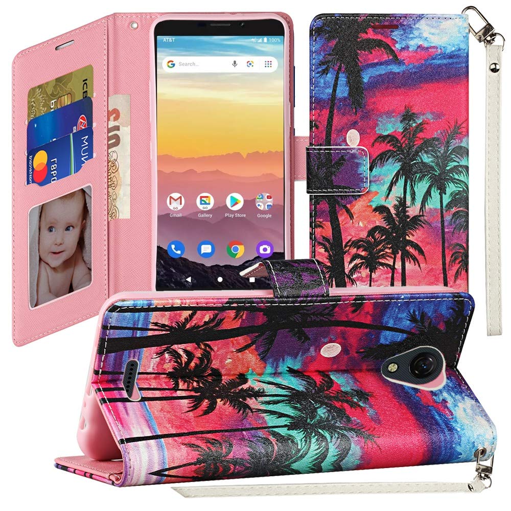 ExtremeCases for AT&T Fusion Z (V340U) / Motivate (V341U) Wallet Pouch Cover Phone Case + Tempered Glass + Extreme Band + Stylus Pen + Pry Tool (Beautiful Island)
