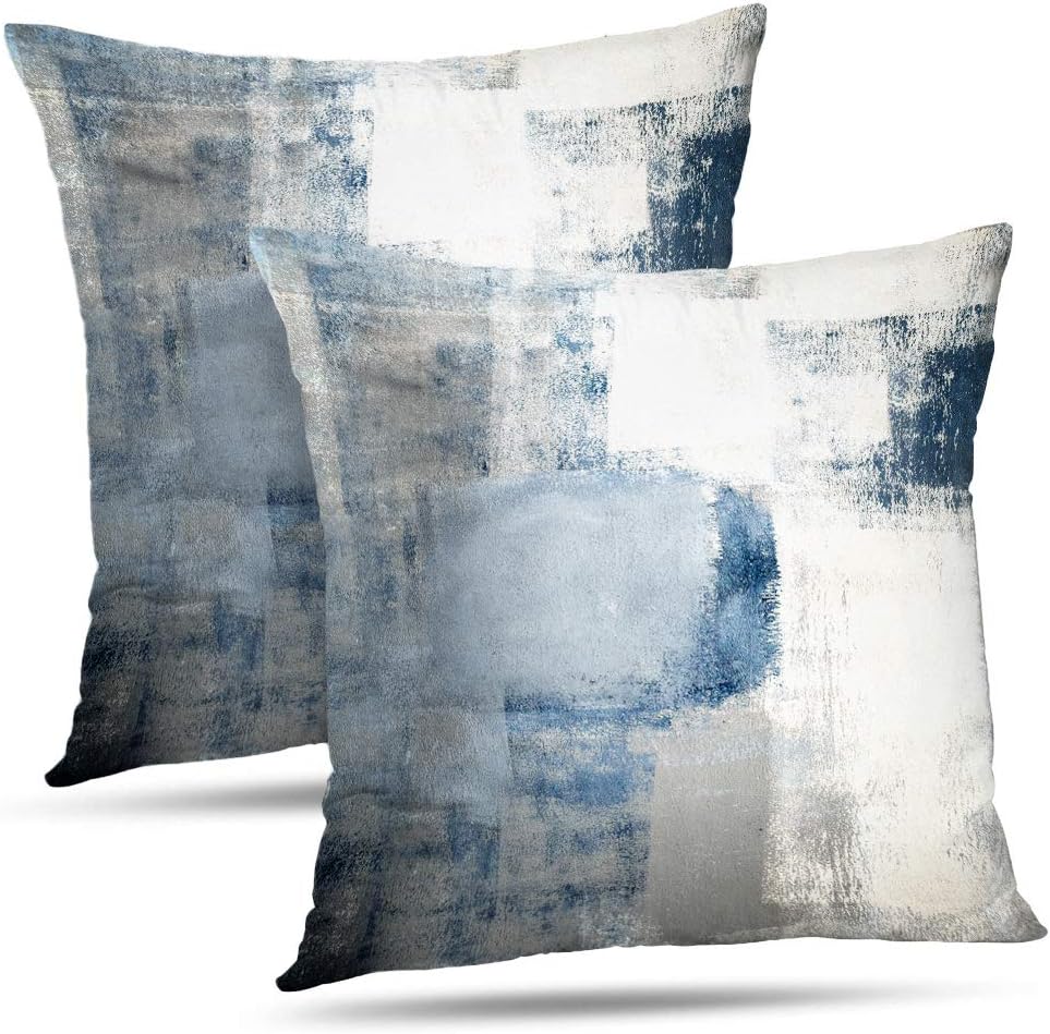 Blue and Grey Throw Pillow Covers 26x26 Teal, 2 Pack Square Decorative Pillow Cases Cushion for Farmhouse Home Decor
