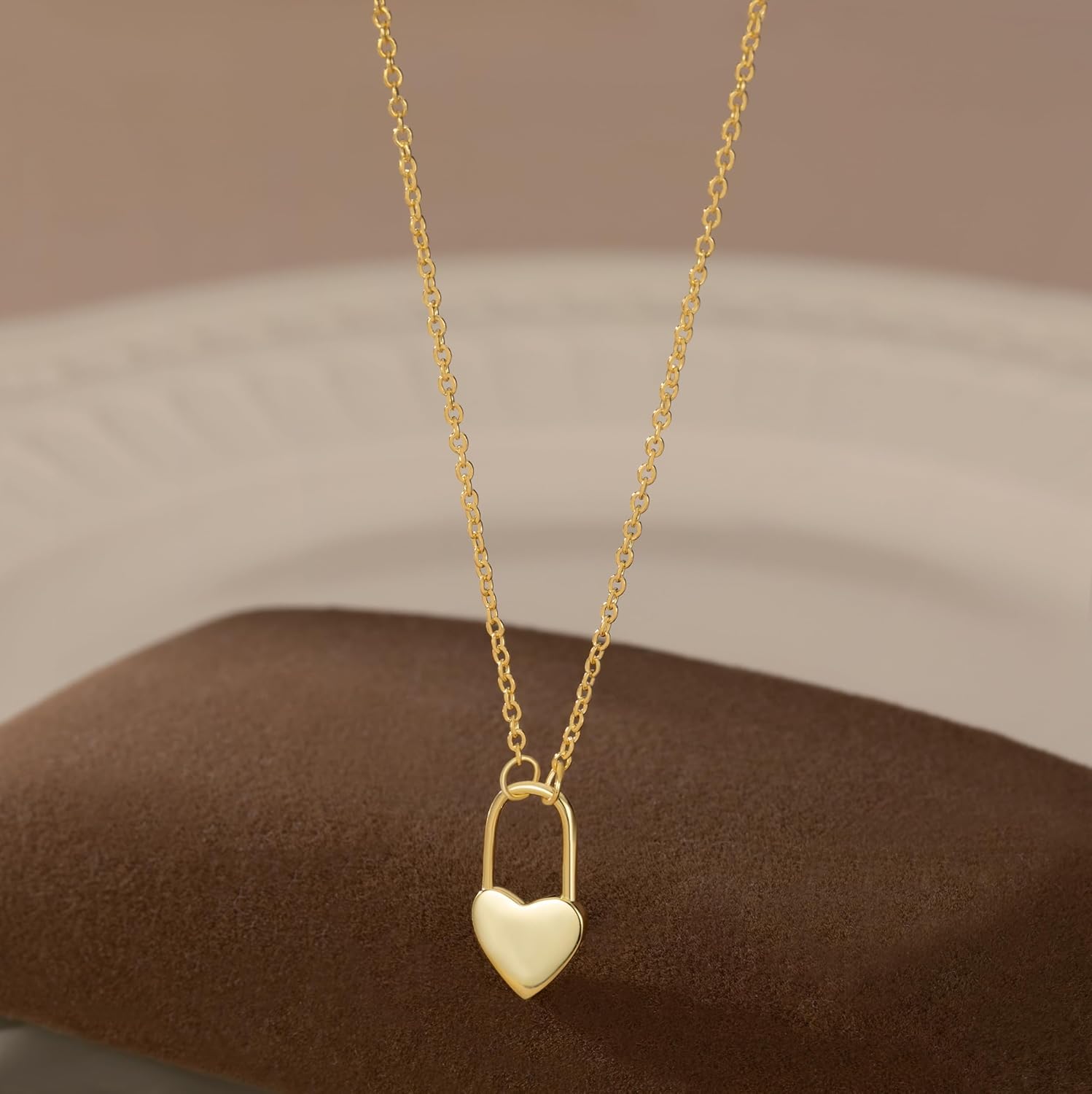 Reffeer Solid 925 Sterling Silver Heart Pin Pendant Necklace Choker for Women Teen Girls Dainty Heart Necklace