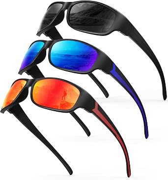 Sunglasses Men Polarized Mens Sunglasses, Wrap Around Sports Sun Glasses for Cycling Running with UV400 Protection