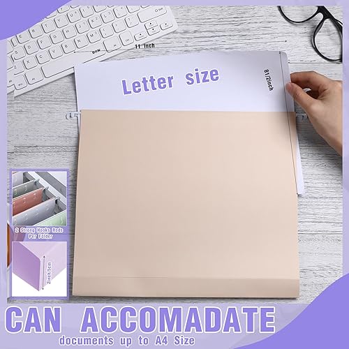 Miniatura 6 de Carpetas colgantes de capacidad extra con pestañas, paquete de 48 carpetas colgantes reforzadas tamaño carta, expansión resistente de 2 pulgadas,