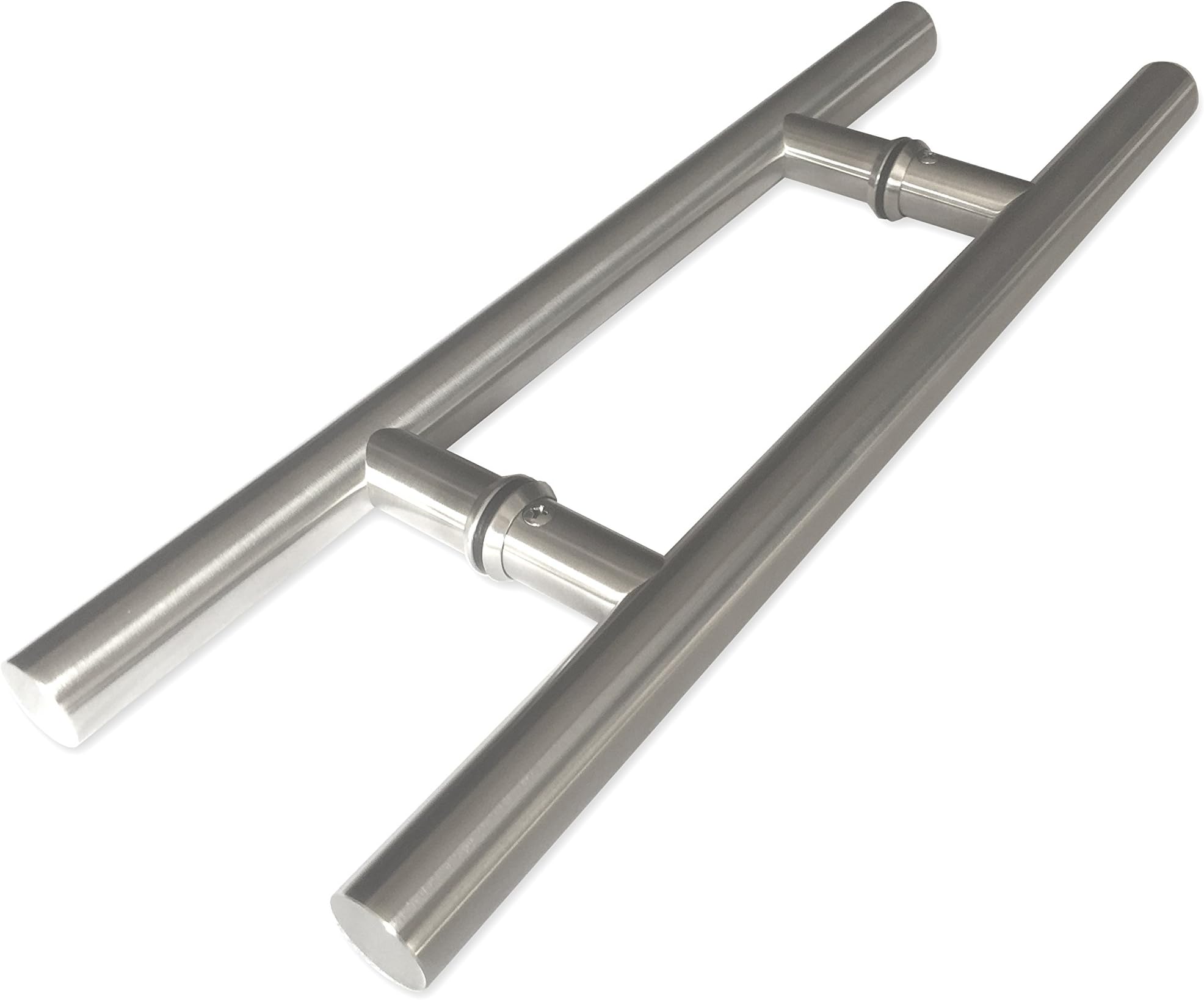 NHN Modern & Contemporary Double-Sided Ladder Style Push-Pull Stainless Door Handle (16 inches/406mm) for Steel, Aluminum and Glass Doors, Brushed Stainless Steel Finish (16 inch)