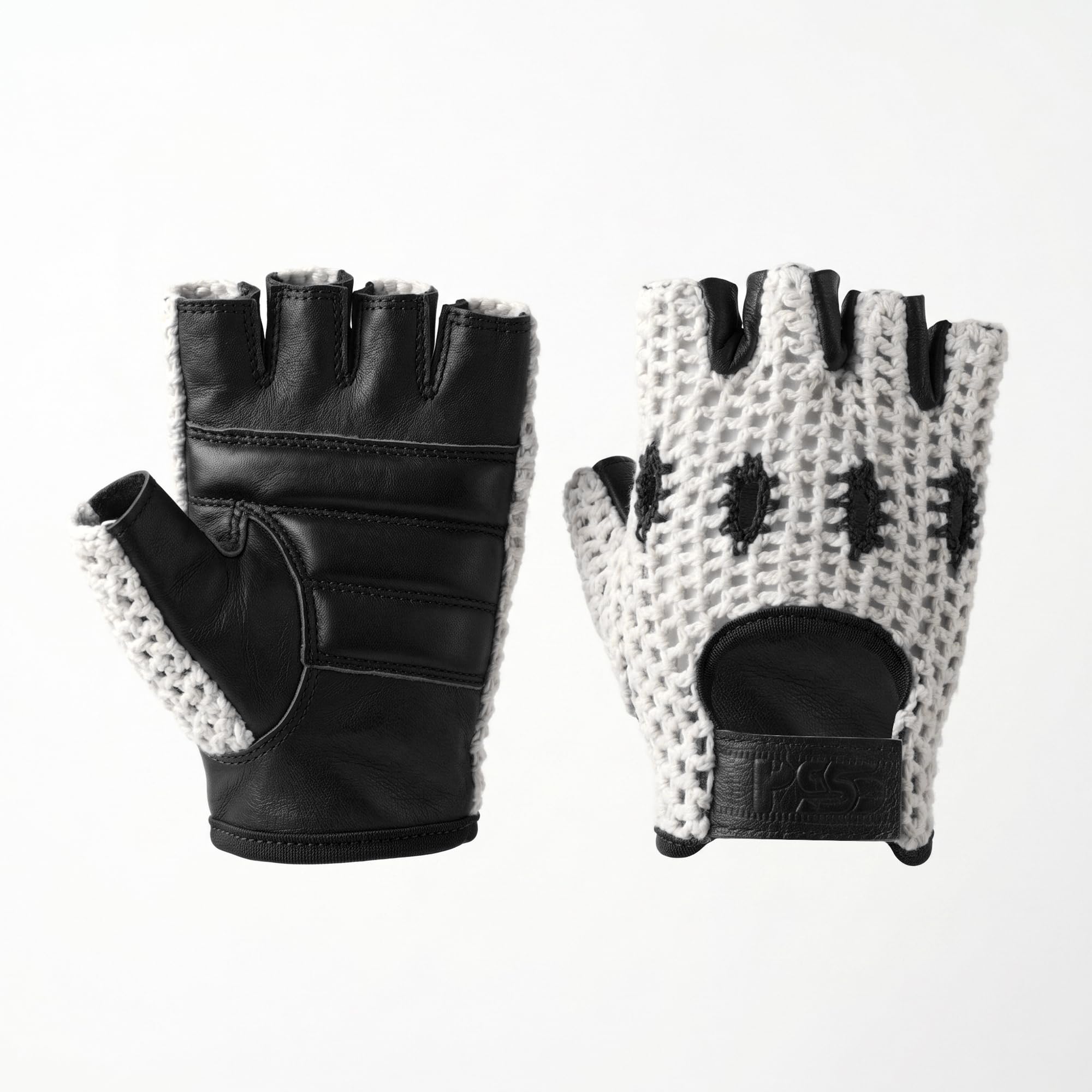 Mitaines Cuir Crochet Homme Conduite Vélo Cyclisme VTT Sans Doublure Demi-Doigts Rembourré Noir Rouge Camel
