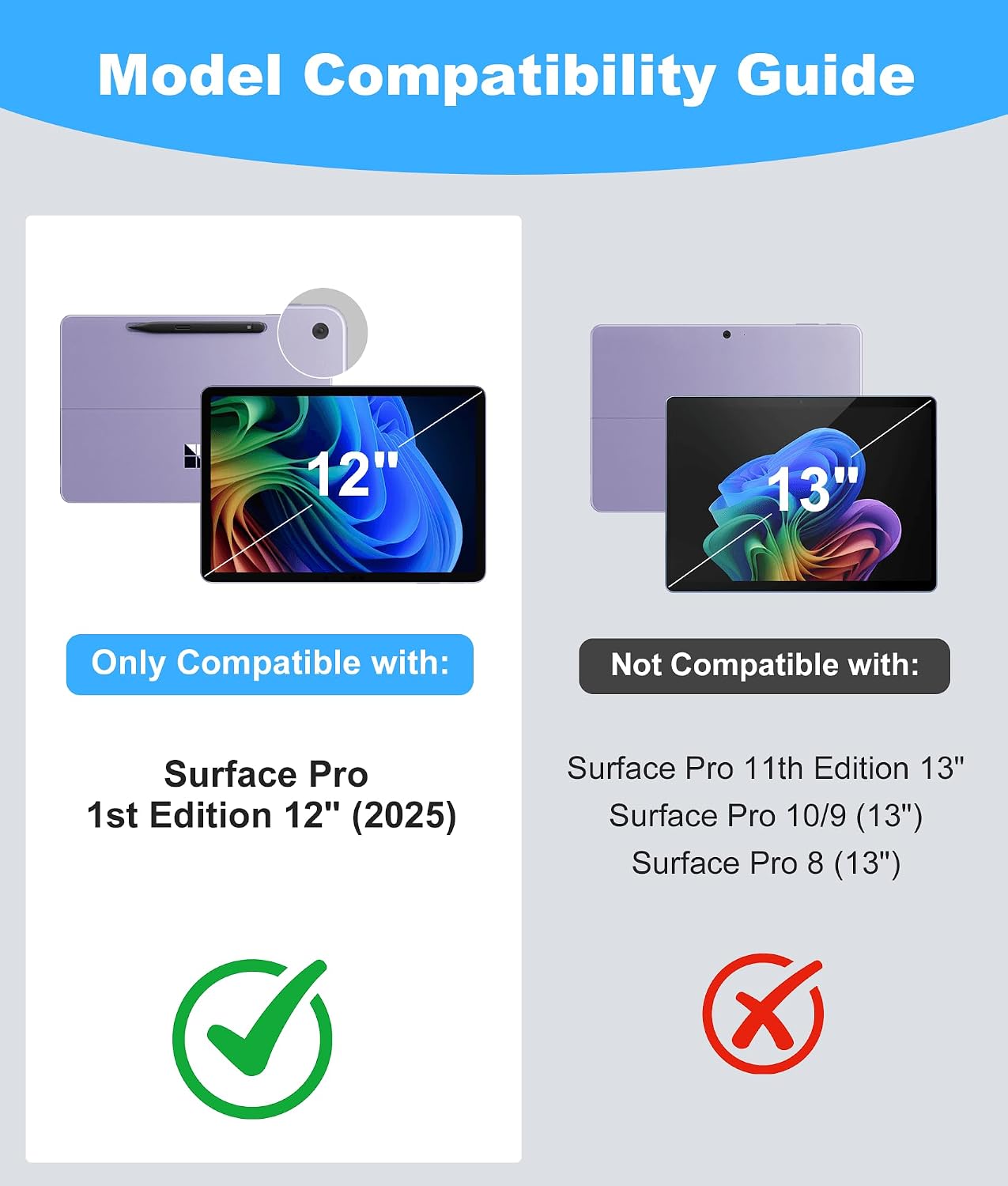 Case for Microsoft Surface Pro 12 inch with Stylus Holder, 360° Rotating Stand, EVA Foam Shockproof Protective Cover Compatible with Type Cover Keyboard for Home, Office, Travel, Blue